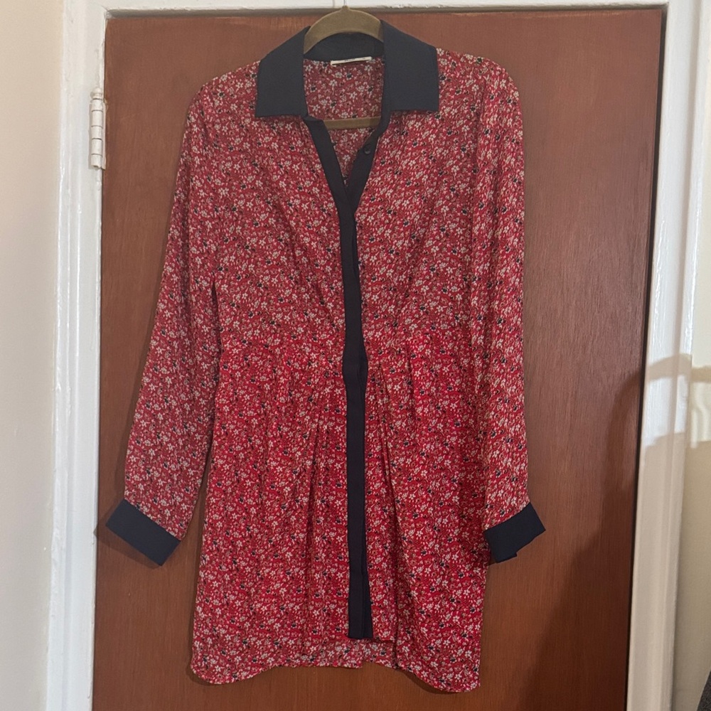 Floral Red and Black Mini Dress